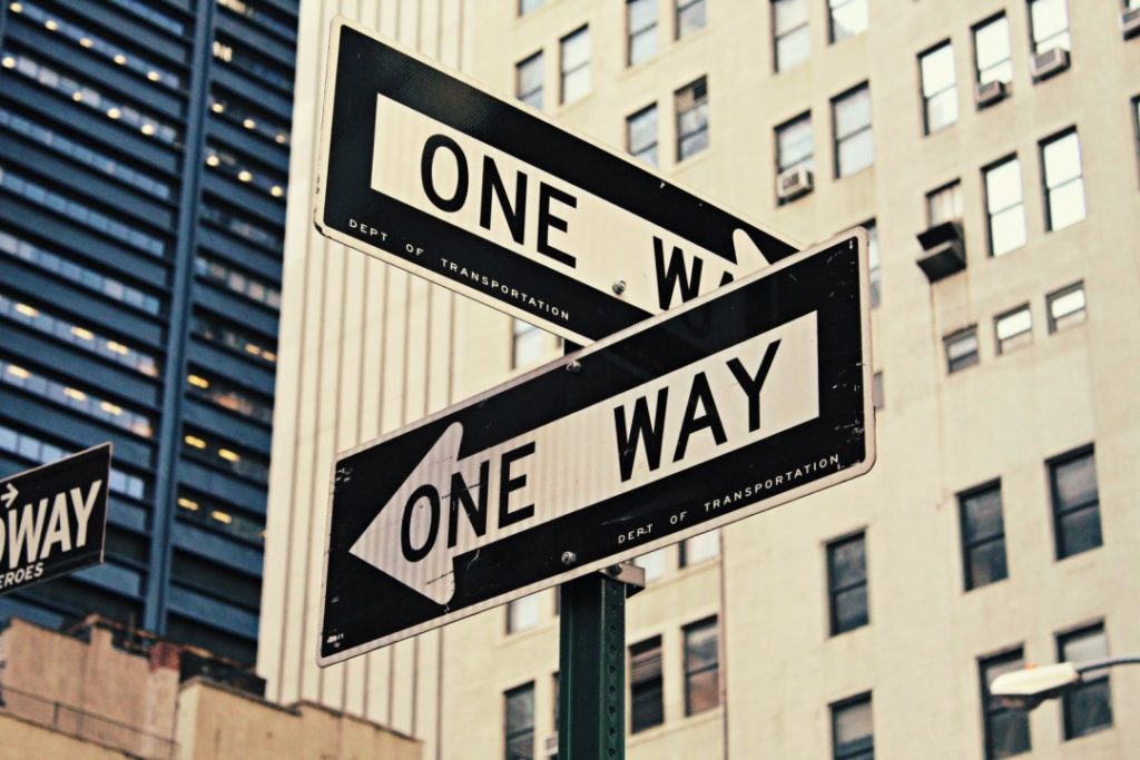 street sign of one way intersection